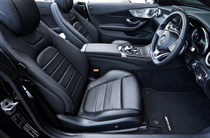 black leather car interior