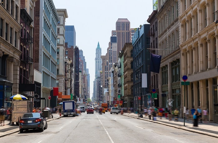 Soho buildings facade in Manhattan New York City NYC USA